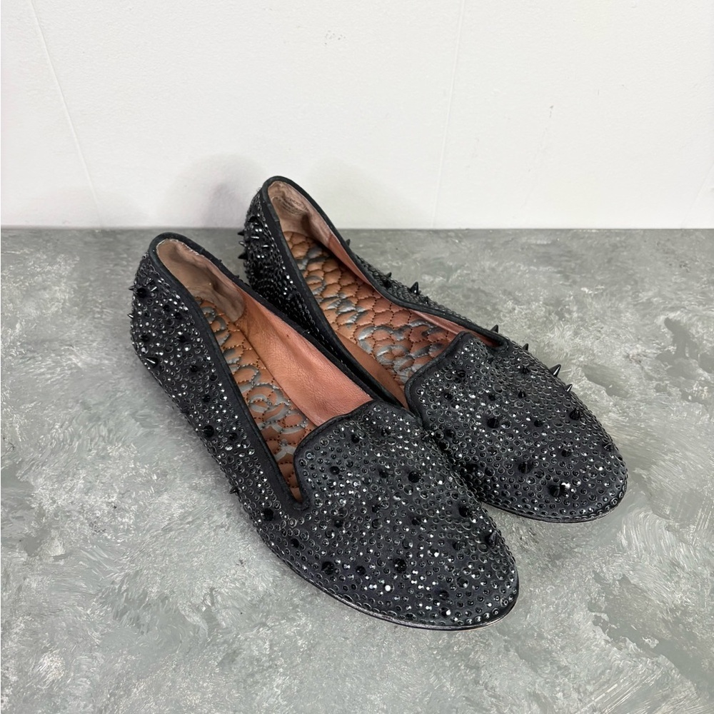 Sam Edelman Adena studded rhinestone loafers in black leather size 8